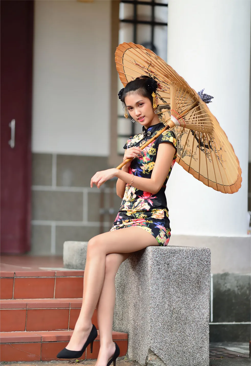 [Mzsock] NO.191 Chen Mengxin short cheongsam high heels beautiful legs street photography#[100P]-4